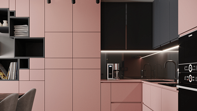 Кухня угловая Пепел - Пастель пастила